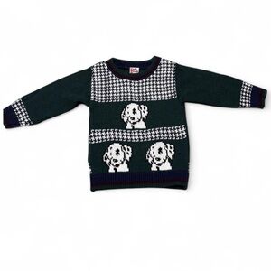 Vintage Park Bench Kids 4T Dalmatian Knit Sweater Green Blue Red 100% Acrylic